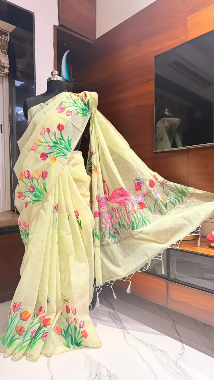Lemon Chanderi Pure Saree