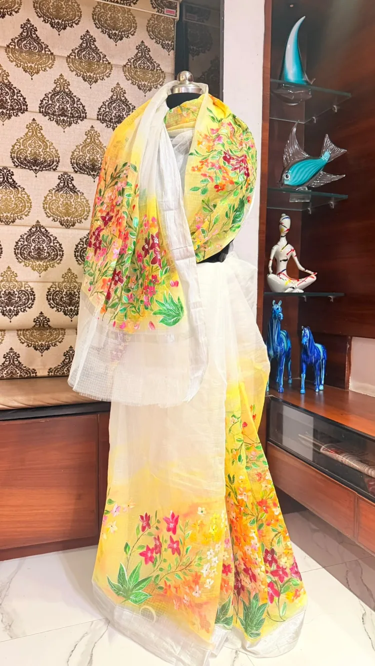 Sunshine Yellow Kota Doria Saree